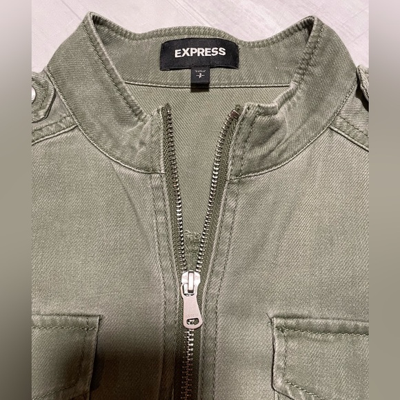 Express army green full zip military utility jacket. Oversized. Size S. - Picture 4 of 9